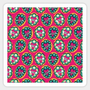 Modern mexican sacred heart colorful adorable kawaii amor tin pink heart seamless pattern Sticker